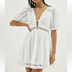 Urban Outfitters Marlee Eyelet Puff Sleeve Mini Dress